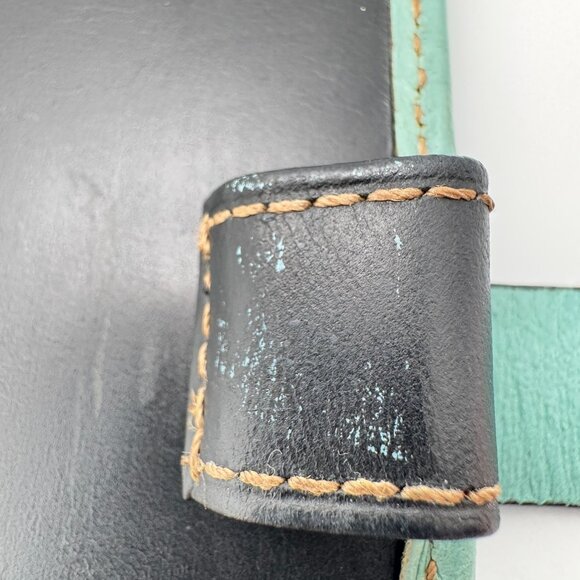 Franklin Covey Full-Grain Leather Planner Cover 7 X 4.25 Turquoise Strap Vtg - Picture 14 of 16